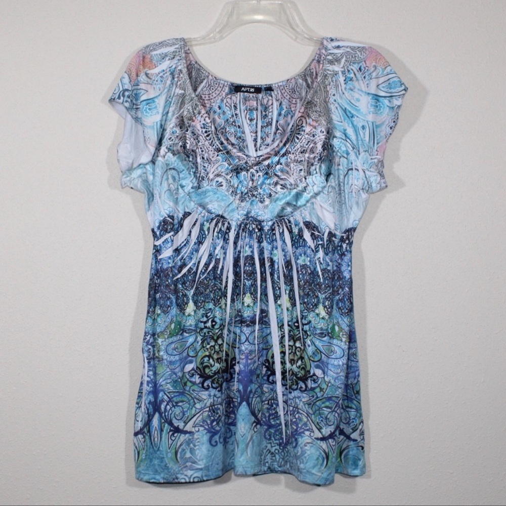 Apt. 9  M Flutter Sleeve Printed Tunic top like new